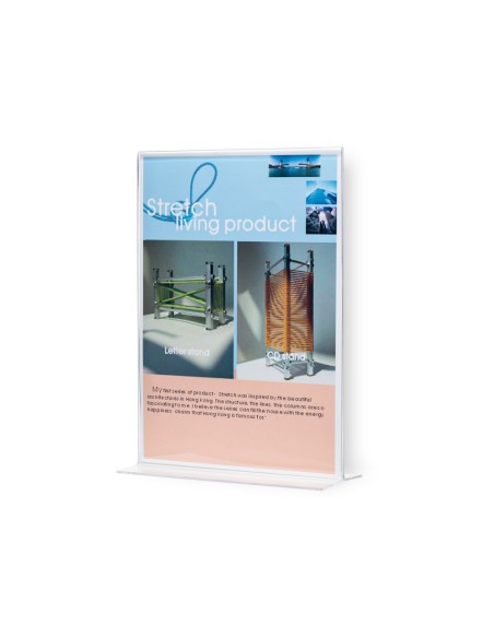 EXPOSITOR SOBREM.Q-CON.C/FORMA T METACRILATO TAMAÑO A4 A DOS CARAS