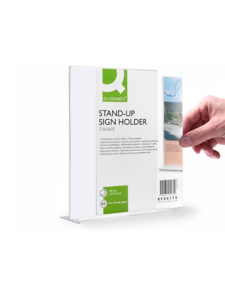 EXPOSITOR SOBREM.Q-CON.C/FORMA T METACRILATO TAMAÑO A5 A DOS CARAS