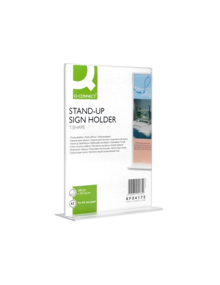 EXPOSITOR SOBREM.Q-CON.C/FORMA T METACRILATO TAMAÑO A5 A DOS CARAS