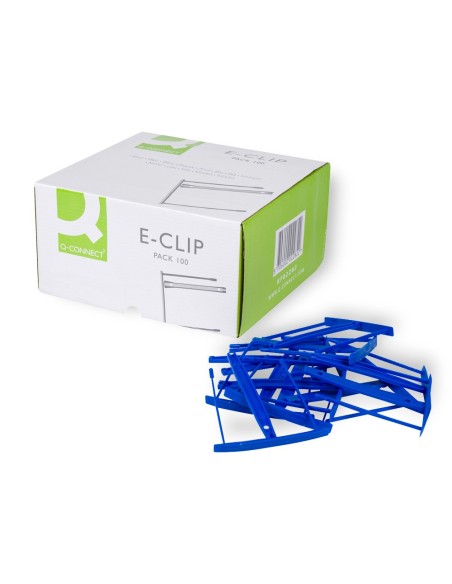 ENCUADERNADOR FASTENER Q-CON.PLASTICO E-CLIPS COLOR AZUL CAJA 100 UDS