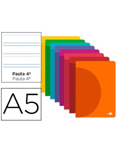 CUADERNO GRAP. 360 A5 T.PLASTICO PAUTA 3.5MM 48H. 90GR. SURT.