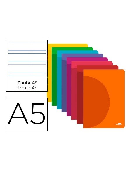 CUADERNO GRAP. 360 A5 T.PLASTICO PAUTA 3.5MM 48H. 90GR. SURT.