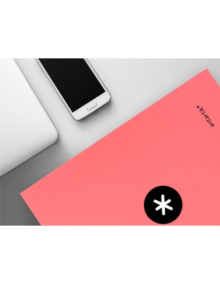 CARPETA ANTARTIK A4 FORRADA 4 ANILLAS 25MM REDONDAS CORAL