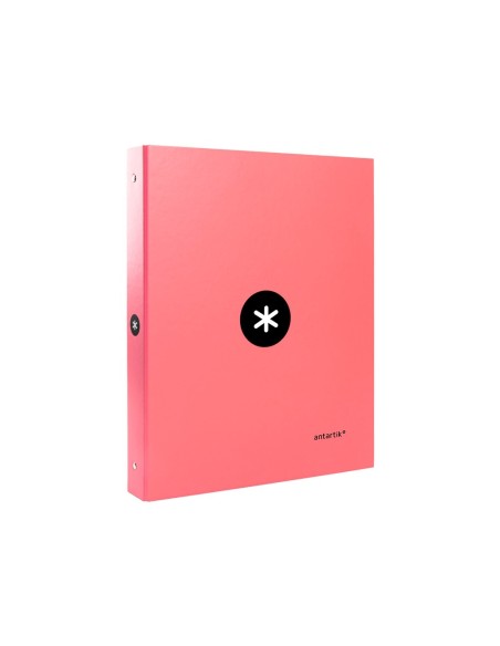 CARPETA ANTARTIK A4 FORRADA 4 ANILLAS 25MM REDONDAS CORAL