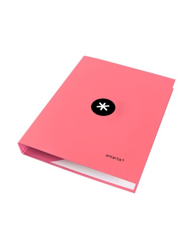 CARPETA ANTARTIK A4 FORRADA 4 ANILLAS 25MM REDONDAS CORAL