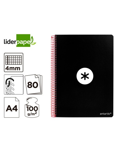 CUADERNO ESP.LIDERPAPEL A4 ANTARTIK T.DURA 80H 100GR 4MM MARGEN NG.