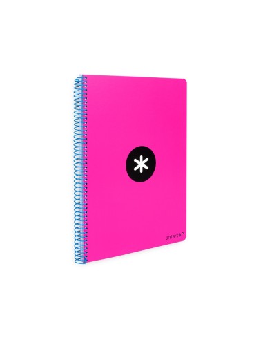 CUADERNO ESP.A4 ANTARTIK T.DURA 80H 100GR 4MM MARGEN ROSA FLUOR