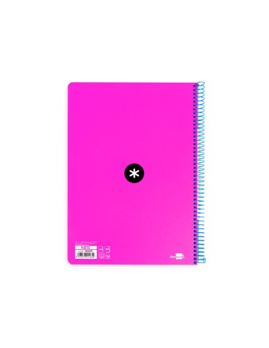 CUADERNO ESP.A4 ANTARTIK T.DURA 80H 100GR 4MM MARGEN ROSA FLUOR
