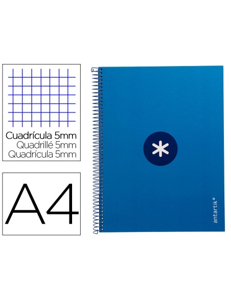 CUADERNO ESP.A4 MICRO ANTARTIK T.FORRADA 80H 90GR.5MM 1B.4 TAL.AZ.OS.
