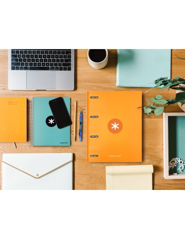 CARPETA  ANTARTIK A4 FORRADA 4AN.25MM REDONDAS MOSTAZA