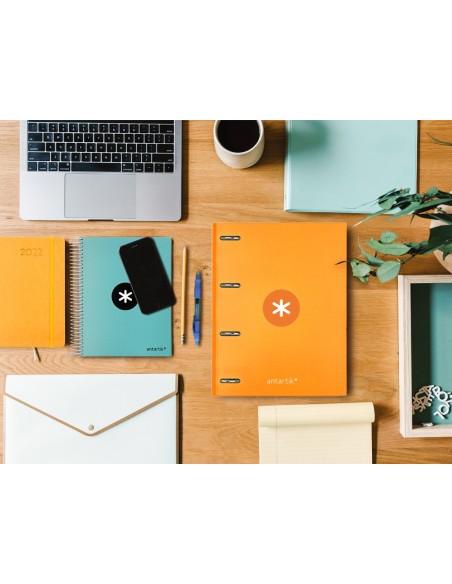 CARPETA  ANTARTIK A4 FORRADA 4AN.25MM REDONDAS MOSTAZA