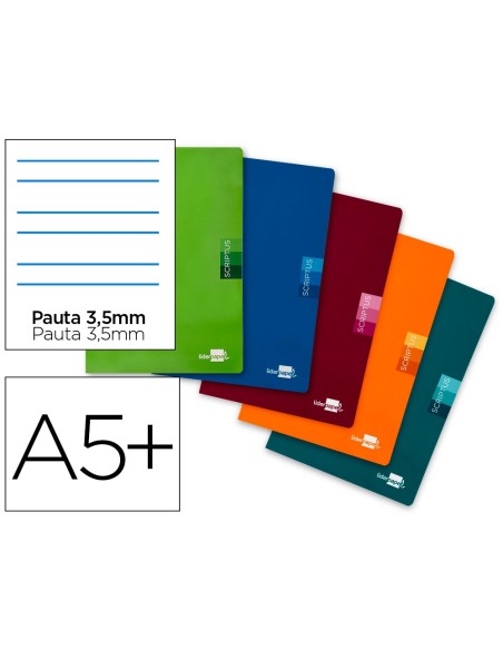CUADERNO ENCOLADO SCRIPTUS A5 T.CARTON PAUTA 3.5MM 48H. 90GR. SURT.