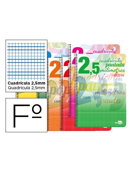 CUADERNO ESP. LIDERPAPEL FL. T.CARTON PAUTA 2.5MM 80H. 70GR.COL.SURT.