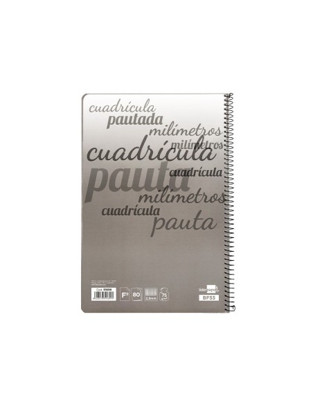 CUADERNO ESP. LIDERPAPEL FL. T.CARTON PAUTA 2.5MM 80H. 70GR.COL.SURT.