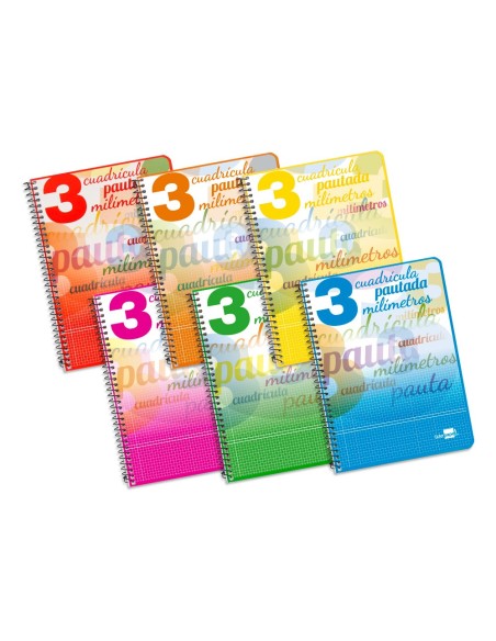 CUADERNO ESP. LIDERPAPEL A5 T.CARTON PAUTA 3MM 40H.70GR. COL.SURT.