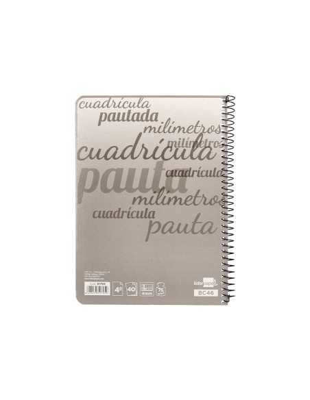 CUADERNO ESP. LIDERPAPEL A5 T.CARTON PAUTA 4MM 40H.70GR. COL.SURT.