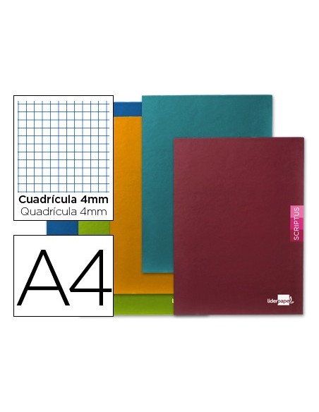 CUADERNO ENCOLADO SCRIPTUS A4 T.CARTON 4MM 48H. 90GR. COL.SURT.