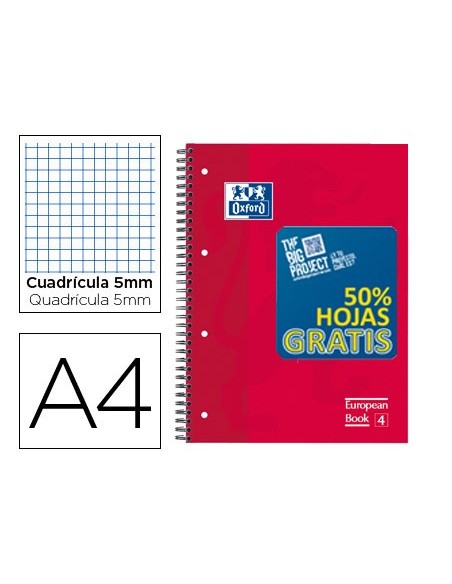 CUADERNO ESP. OXFORD OPTIK A4 T.EXTRA MICRO 5MM 3B.120H 90GR. RJ.