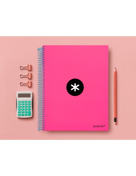 CUADERNO ESP. ANTARTIK A4 T.FORRADA MICRO LISO 4T.120H.100GR.ROSA FL