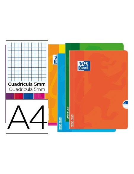 CUADERNO GRAP. OXFORD SCHOOL A4 T.FLEXIBLE 5MM 48H. 90GR. COL. SURT.