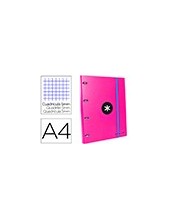 CARPETA RECAMBIO ANTARTIK A4 CUADRO 5MM FORRADA 4AN.25MM ROSA 2