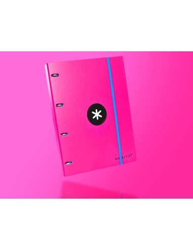 CARPETA RECAMBIO ANTARTIK A4 CUADRO 5MM FORRADA 4AN.25MM ROSA