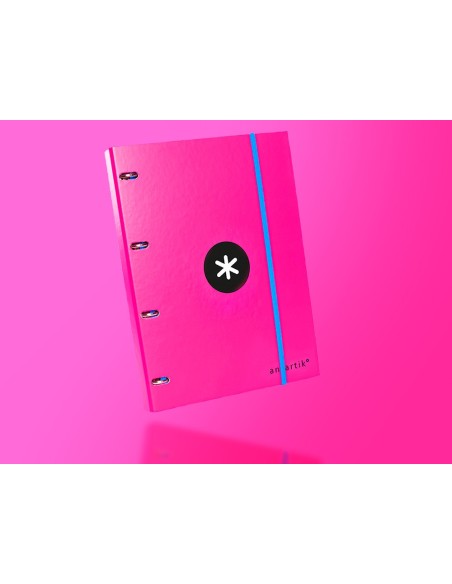 CARPETA RECAMBIO ANTARTIK A4 CUADRO 5MM FORRADA 4AN.25MM ROSA
