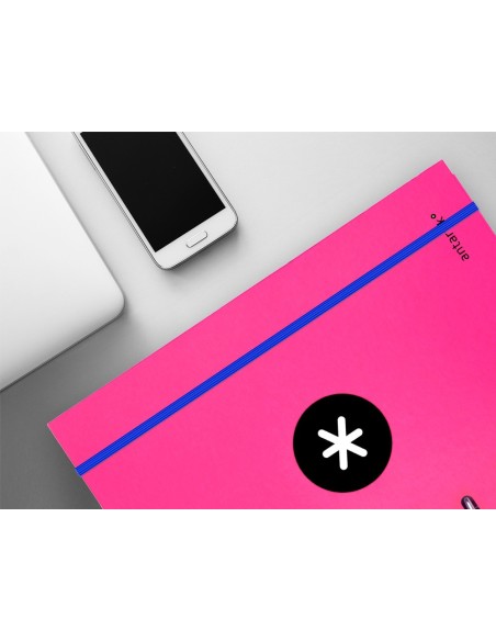 CARPETA RECAMBIO ANTARTIK A4 CUADRO 5MM FORRADA 4AN.25MM ROSA