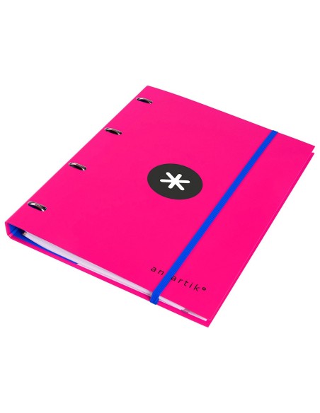 CARPETA RECAMBIO ANTARTIK A4 CUADRO 5MM FORRADA 4AN.25MM ROSA