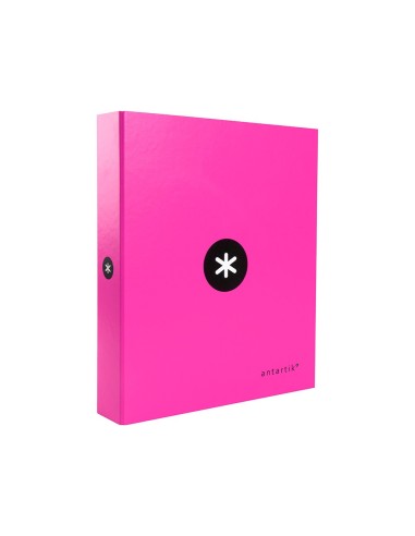 CARPETA 4 ANILLAS 40 MM MIXTAS LIDERPAPEL ANTARTIK FOLIO FORRADA ROSA