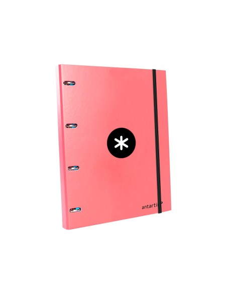 CARPETA RECAMBIO ANTARTIK A4 5MM FORRADA 4 ANILLAS 25MM CORAL