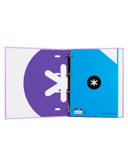 CARPETA RECAMBIO ANTARTIK A4 5MM FORRADA 4 ANILLAS 25MM LAVANDA