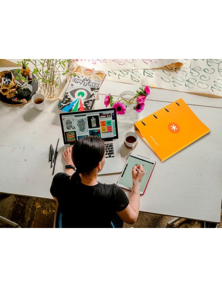 CARPETA RECAMBIO  ANTARTIK A4 5MM FORRADA 4AN.REDONDAS 25MM MOSTAZA