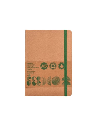 CUADERNO  ECOUSE 100% RECICLADA A5 96H. 70G/M2 HOR.GOMILLA MARCA PG.