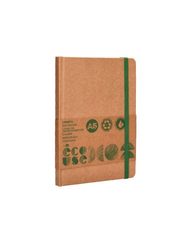 CUADERNO  ECOUSE 100% RECICLADA A5 96H. 70G/M2 HOR.GOMILLA MARCA PG.