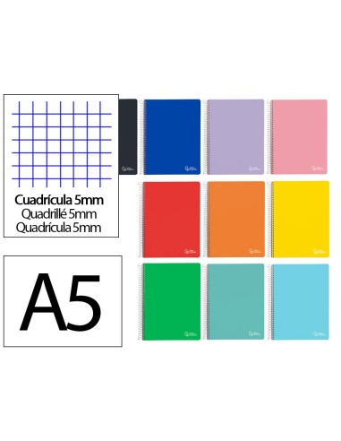 CUADERNO ESP. WITTY A5 T.DURA MICRO 5MM 6B.140H. 75GR.COL.SURT.*09769
