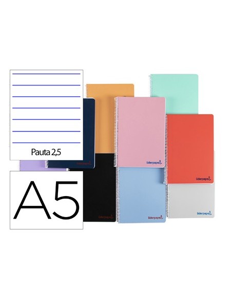 CUADERNO ESP. WONDER A5 T.PLASTICO PAUTA 2,5MM 120H 90GR. SURT.