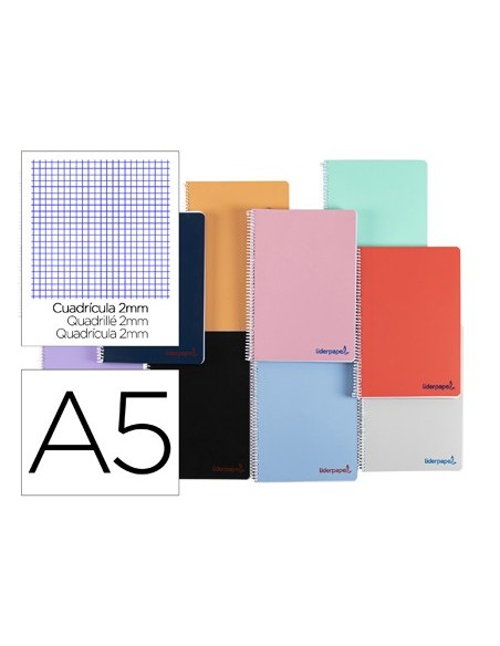 CUADERNO ESP. WONDER A5 T.PLASTICO MILIMETRADO 2,5MM 120H 90GR. SURT.