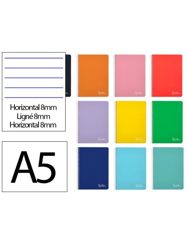 CUADERNO ESP. WITTY A5 T.DURA HORIZONTAL 80H. 75GR. COL.SURT.*08404