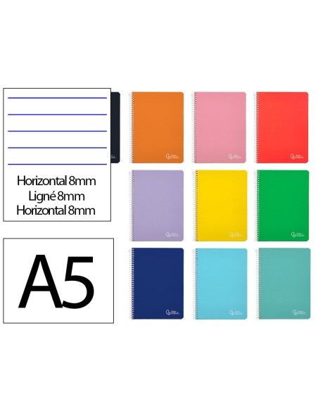 CUADERNO ESP. WITTY A5 T.DURA HORIZONTAL 80H. 75GR. COL.SURT.*08404