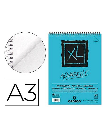 CUADERNO ESP. CANSON DIBUJO A3 ACUARELA MICRO GRANO FINO 30H. 300GR.