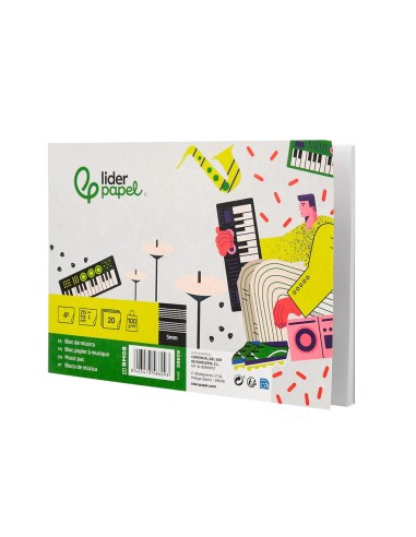 BLOC GRAPADO LIDERPAPEL MUSICA A5 PENTAGRAMA 5MM 20H 100GR.