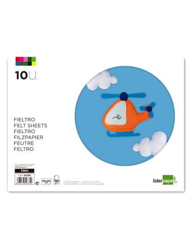 BLOC LIDERPAPEL MANUALIDADES 240X315MM FIELTRO 10H. 180GR. SURT.