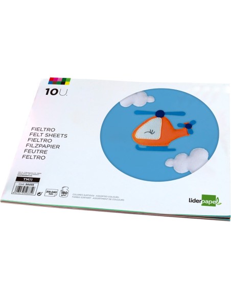 BLOC LIDERPAPEL MANUALIDADES 240X315MM FIELTRO 10H. 180GR. SURT.