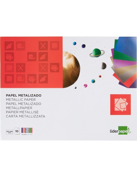 BLOC LIDERPAPEL MANUALIDADES 240X315MM PAPEL MET. 10H. SURT.