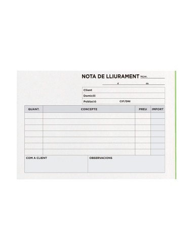 TALONARIO ENTREGAS OCTAVO APAISADO 228-CAT TEXTO EN CATALAN