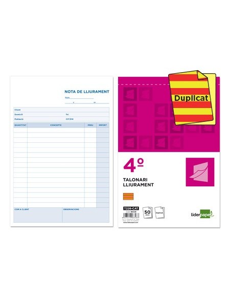 TALONARIO ENTREGAS 4º 226-CAT DUPLICADO TEXTO EN CATALAN