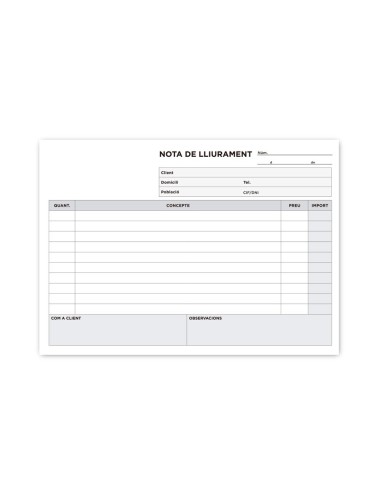 TALONARIO ENTREGAS 4º APAISADO 229-CAT DUPLICADO TEXTO EN CATALAN