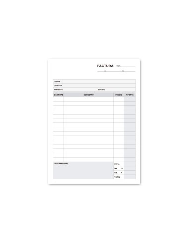 TALONARIO FACTURAS 4º C/IVA- 116