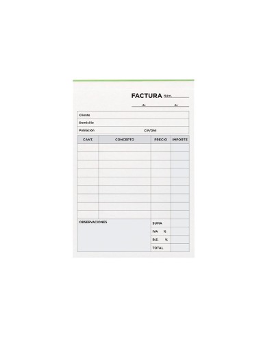 TALONARIO FACTURAS OCTAVO C/IVA- 100